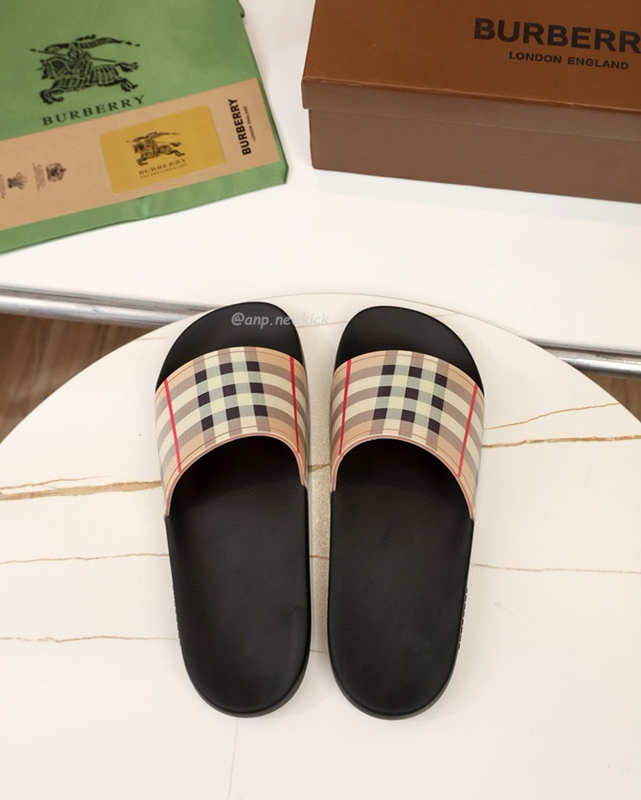 Burberry Vintage Check Slides Beige (4) - newkick.cc